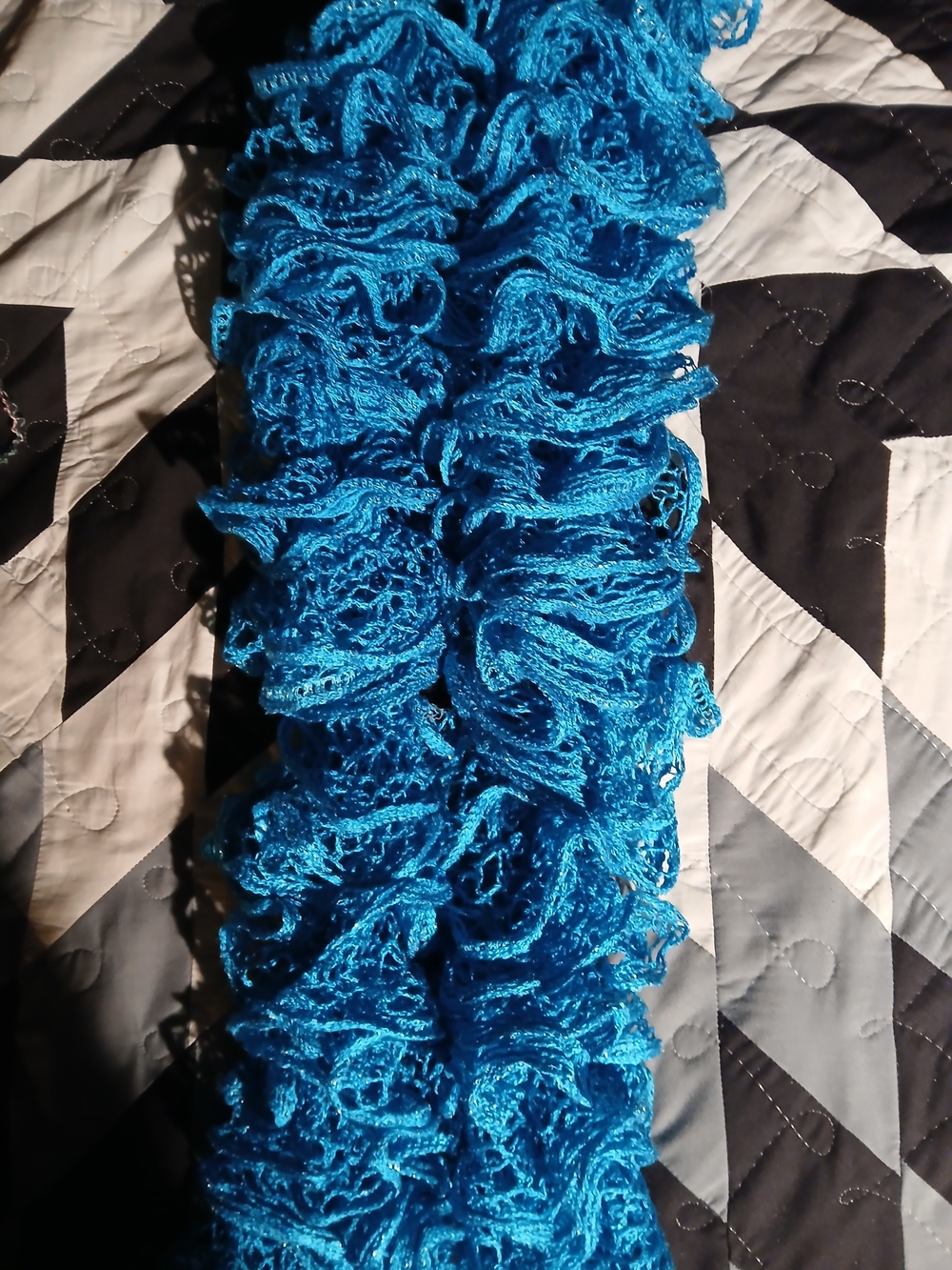 Bright Blue Ruffle Knit Scarf